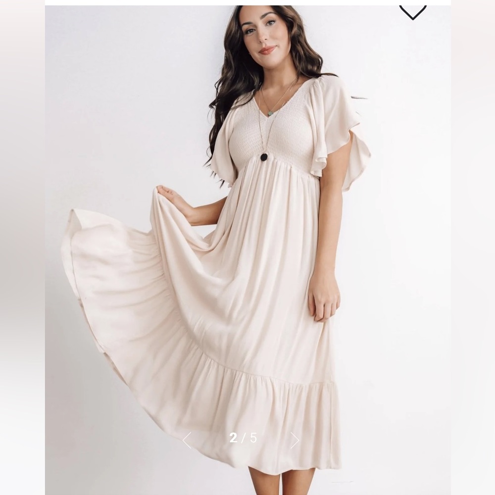 Baltic born felicity smocked dress size small ivory